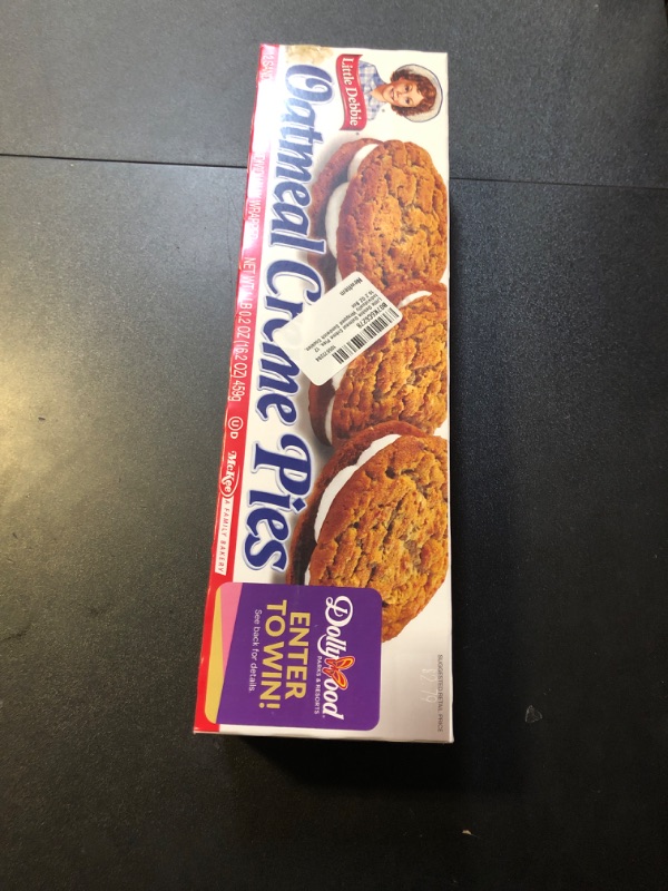 Photo 2 of Little Debbie Oatmeal Crème Pies, 12 Individually Wrapped Sandwich Cookies, 16.2 OZ Box 11/17/2024--