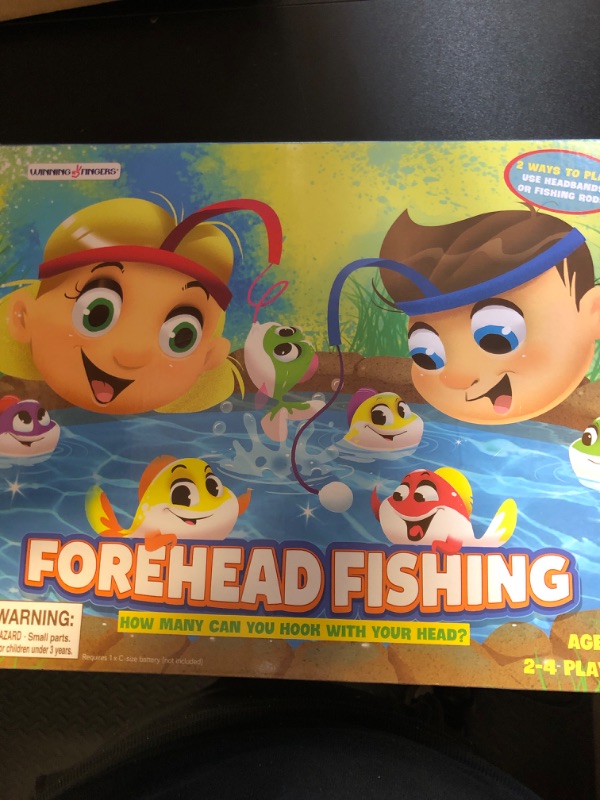 Photo 2 of Winning Fingers Fishing Game | Includes 28 Fish, 4 Rods, 4 Forehead Rods, Rotating Board | Great Preschool Fishing Toy Board Game Learning Fine Motor Skills for Kids and Toddlers Ages 3 Plus