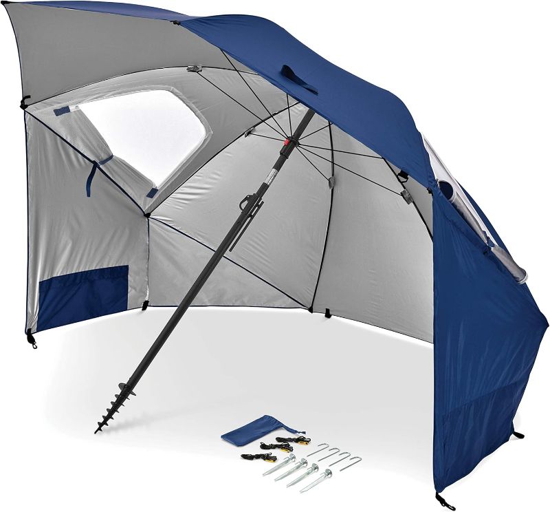 Photo 1 of Sport-Brella Premiere UPF 50+ Umbrella Shelter for Sun and Rain Protection (8-Foot, Blue)
