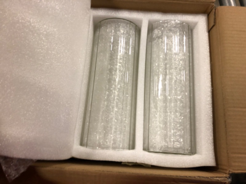 Photo 2 of Hewory Glass Cylinder Ribbed Vases Set of 18, Tall Clear Vase for Centerpieces, Hurricane Candle Holders for Pillar or Floating Candles, Round Vases for Wedding Anniversary Events Home Table Decor