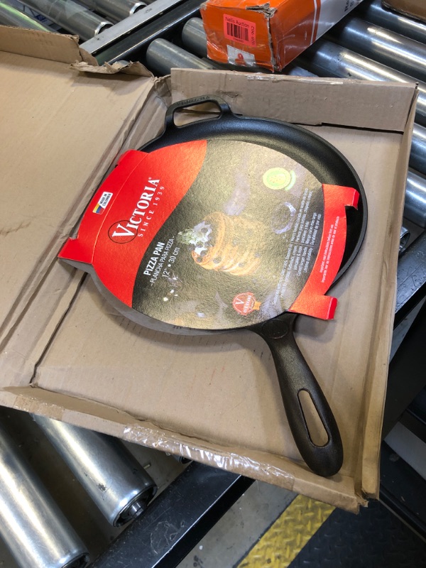 Photo 2 of Victoria 12-Inch Cast Iron Comal Pizza Pan with a Long Handle and a Loop Handle, Preseasoned with Flaxseed Oil, Made in Colombia