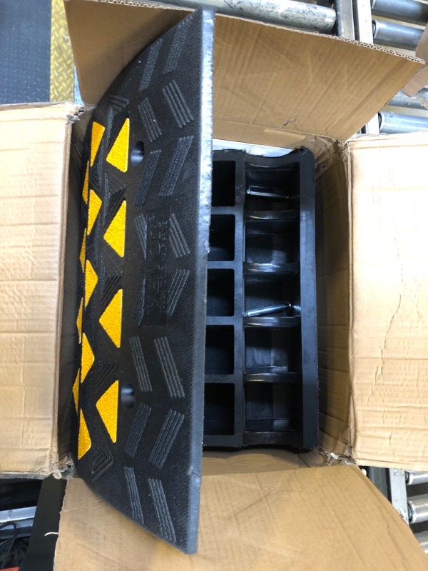 Photo 1 of VEVOR Rubber 6" Heavy-Duty Curb Ramps, 33069 lbs/15 T Capacity, Textured Surface, Stable Grid Structure, Portable & Easy to Install, Black