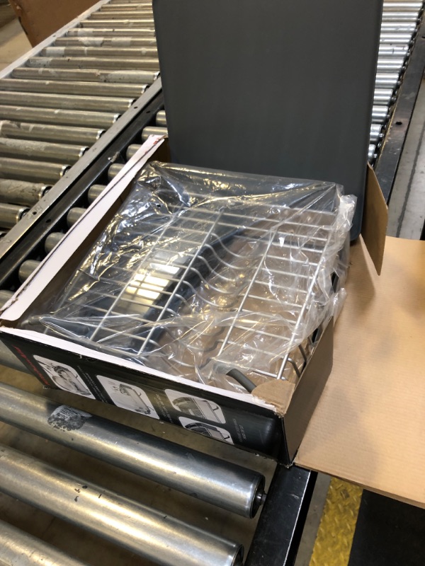 Photo 1 of KitchenAid Compact Space Saving, Dish Rack with Removable Flatware Caddy and Angled Self Draining Drainboard, Satin Gray, 15-Inch-by-13.25-Inch