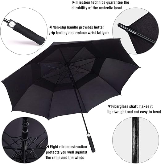 Photo 2 of Golf Umbrella Large Automatic Open Golf Umbrella Extra Large Oversize Double Canopy Vented Umbrella Windproof Waterproof for Men and Women
