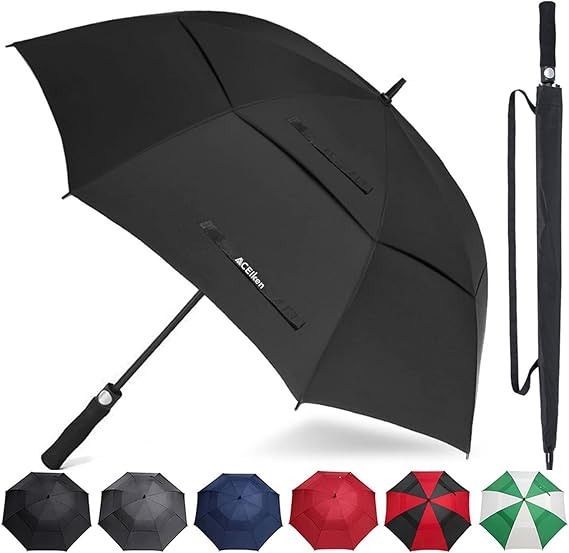 Photo 1 of Golf Umbrella Large Automatic Open Golf Umbrella Extra Large Oversize Double Canopy Vented Umbrella Windproof Waterproof for Men and Women
