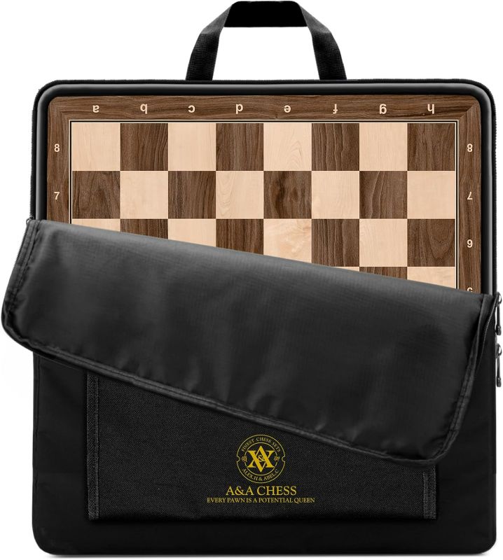 Photo 1 of A&A 21.25" Professional Wooden Tournament Chess Board/Walnut & Maple Inlaid / 2.25" Squares w/Notation
