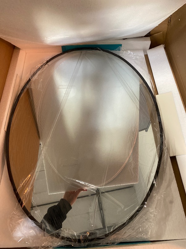 Photo 1 of Antok Oval Wall Mirror, 20X28 Inch Oval Mirror for Wall, Bathroom Wall Mirror, Vanity Mirror, Pill Shaped Mirror for Bathroom, Mirror Farmhouse, Anti-Rust, HD Tempered Glass, Black

