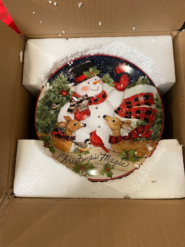 Photo 2 of Certified International Magic of Christmas Snowman 9" Salad/Dessert Plates, Multicolored, Medium, Set of 4