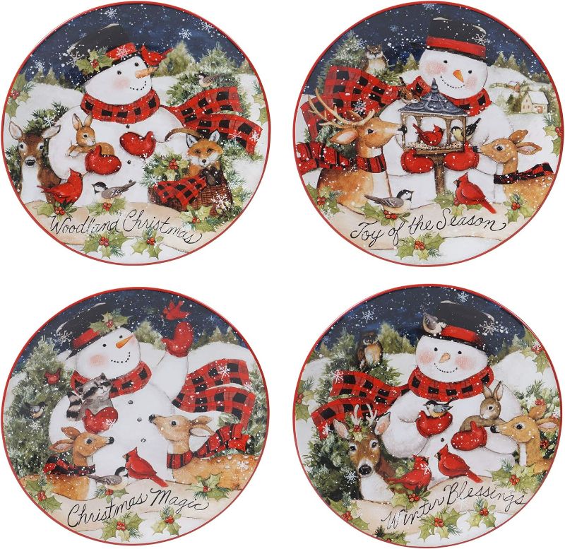 Photo 1 of Certified International Magic of Christmas Snowman 9" Salad/Dessert Plates, Multicolored, Medium, Set of 4