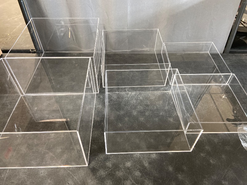 Photo 5 of 6 Pack Acrylic Display Boxes Cube Riser, Food Display Stands for Party Buffet Risers Clear Cake Stand Acrylic Square Food Display Set Dessert Table Display Nesting Riser Jewelry Display Holder 2 (10 x 10 x 6) , 2 (9 x 9 x 4) 2 (6 x 6 x 2) =