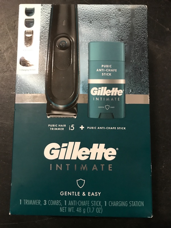 Photo 2 of Gillette Intimate Men’s Pubic Hair Trimmer, SkinFirst Pubic Hair Trimmer for Men, Waterproof, with Anti Chafe Stick
