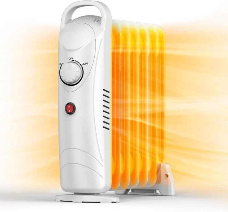 Photo 1 of Air Choice Oil Filled Radiator Heater, Small Oil Heater with Adjustable Thermostat, 700W Electric Heating, Durable & Overheat Protection, Quiet, Ideal for Indoor Use Home Office, White