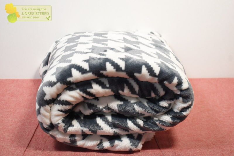 Photo 1 of Threshold Printed Plush Houndstooth Throw with Faux Shearling 50x60" Blanket*