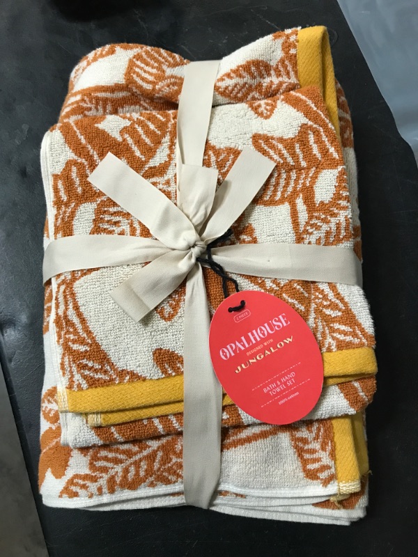 Photo 2 of 2pc Paradise Bath and Hand Towel Set Rust - Opalhouse™ designed with Jungalow™: Cotton Terry, Midweight, Reversible