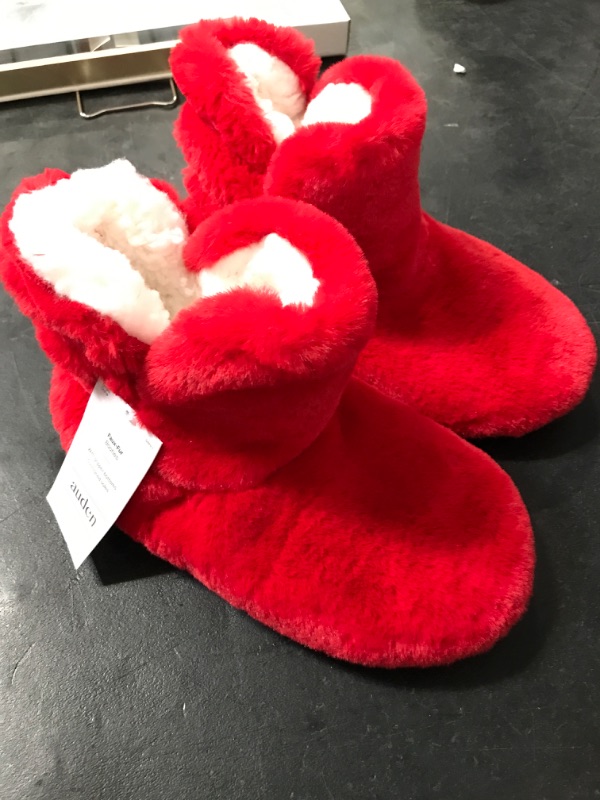 Photo 2 of Women's Quilted Faux Fur Booties with Grippers - Auden™ Red S/M