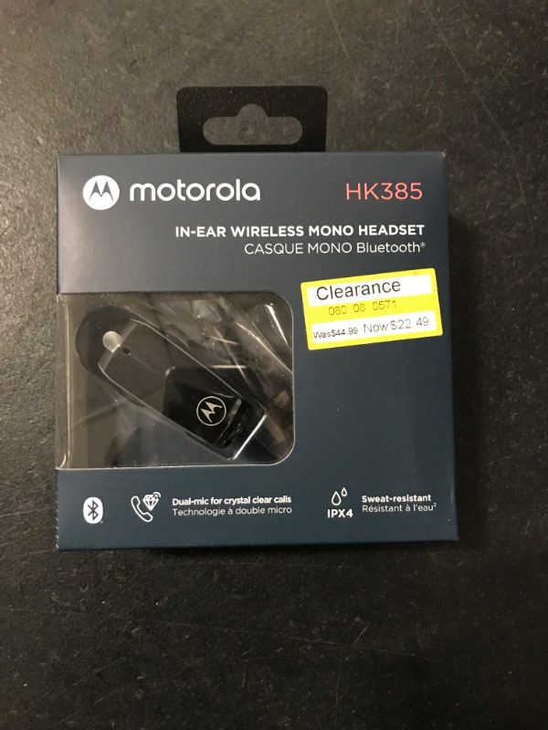 Photo 2 of Motorola In-Ear Bluetooth Wireless Mono Headset HK385 - Black