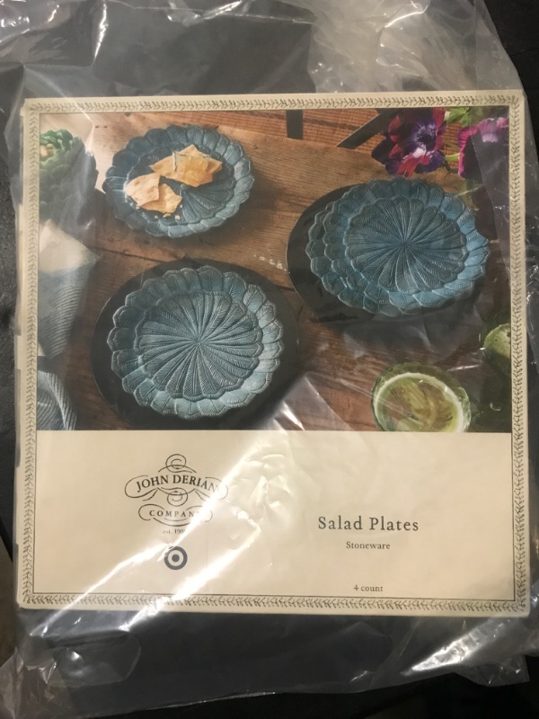 Photo 3 of 4pc 9" Stoneware Feather Salad Plates - John Derian for Target