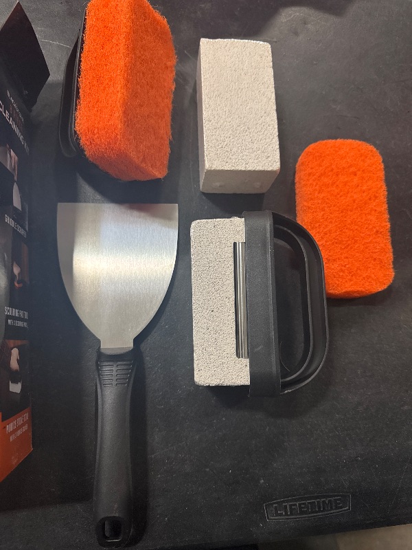 Photo 2 of Blackstone 8pc Griddle Cleaning Kit: Professional Scraper, Pads & Bricks for Rust Removal
