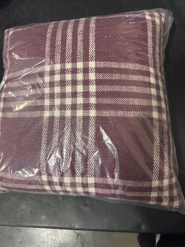 Photo 5 of My Texas House Threshold Red Plaid Reversible Decorative Pillow 18x18