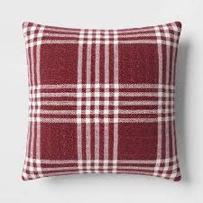 Photo 1 of My Texas House Threshold Red Plaid Reversible Decorative Pillow 18x18