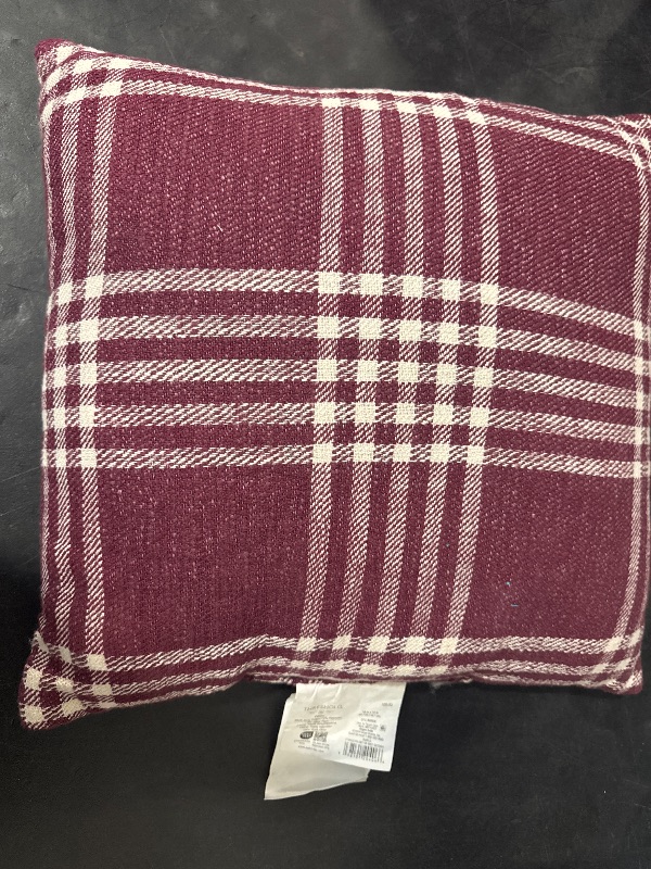 Photo 3 of My Texas House Threshold Red Plaid Reversible Decorative Pillow 18x18