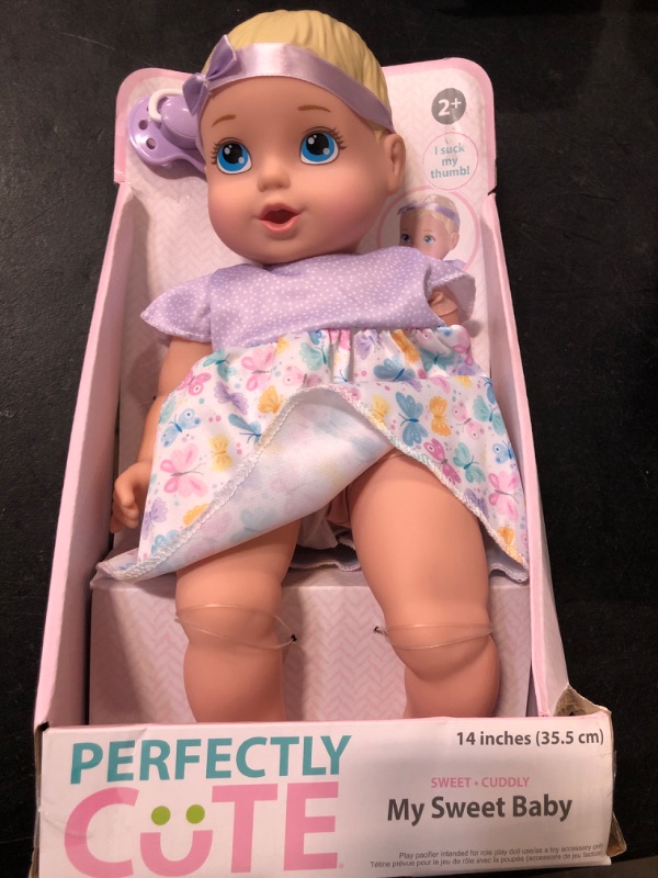 Photo 3 of Perfectly Cute 14" Girl Baby Doll - Blonde Hair, Blue Eyes
