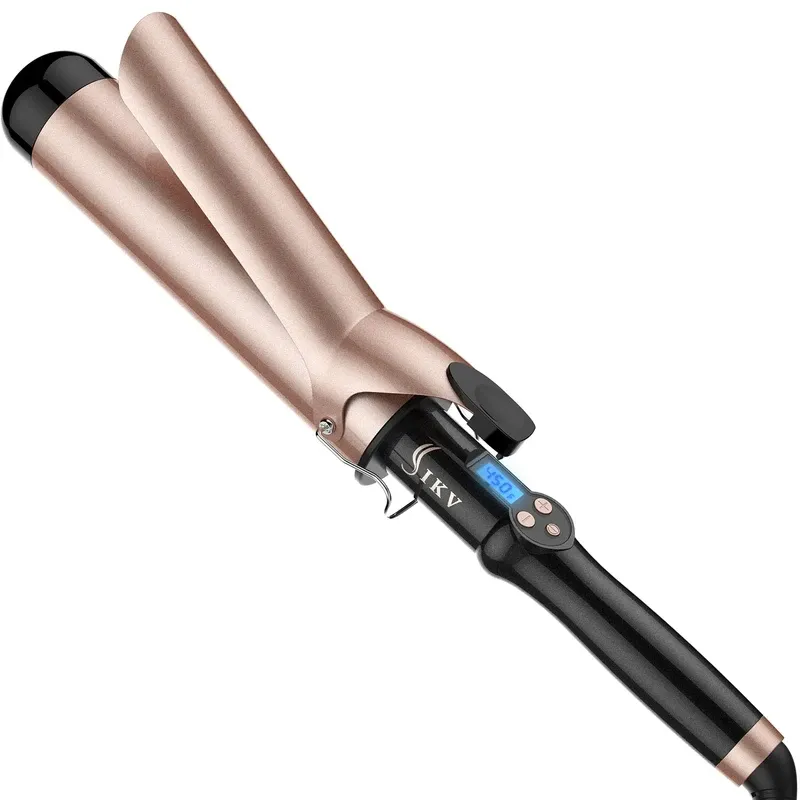 Photo 1 of 2 Inch Curling Iron Extra Long Barrel for Long Hair, Large Barrel Curling Wand Ceramic Tourmaline with LCD Display,10 Temps, Dual Voltage