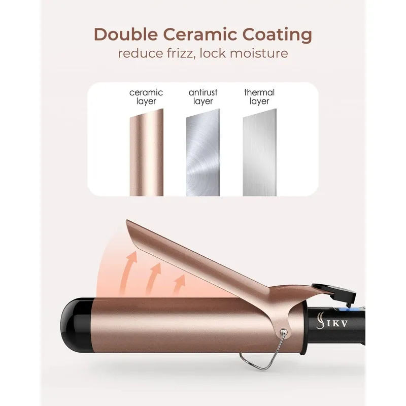 Photo 1 of 2 Inch Curling Iron Extra Long Barrel for Long Hair, Large Barrel Curling Wand Ceramic Tourmaline with LCD Display,10 Temps, Dual Voltage