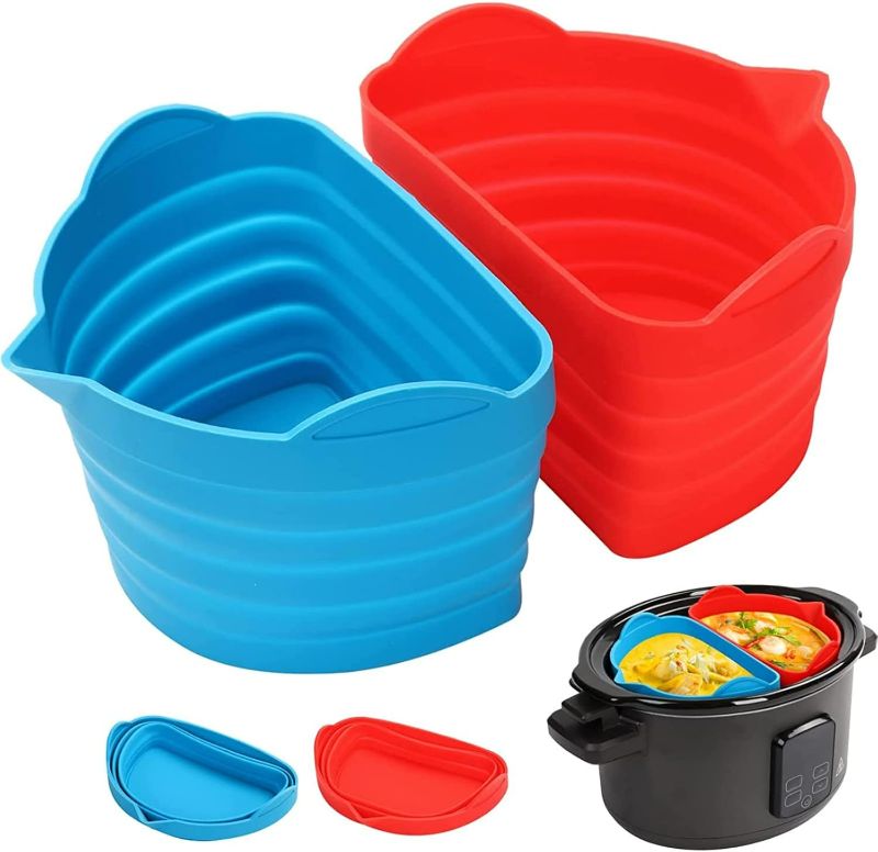 Photo 1 of Slow Cooker Silicone Separator Slow Cooker Silicone Inner Liner Slow Cooker Split Inner Liner Bakeware Organizer for Cabinet Slide Out (C, One Size)
