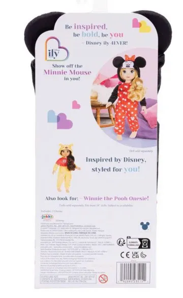 Photo 3 of For doll Disney ILY 4ever One Piece Pajama Set Hoodie 18" Doll Minnie Mouse New W Box
