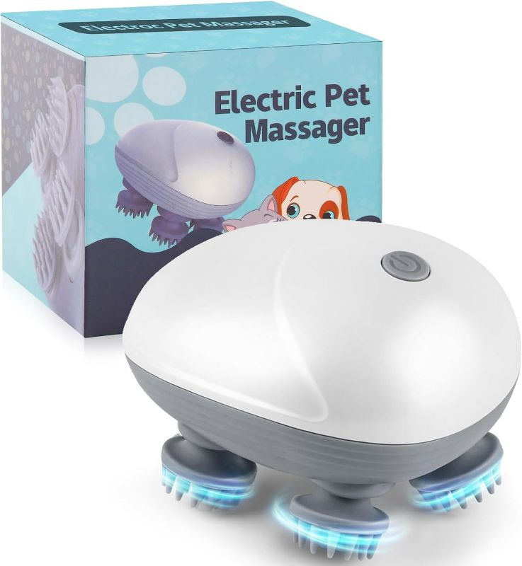 Photo 1 of Electric Pet Massager for Dogs and Cats, Cordless Handheld Tool with 4 Massage Heads and 96 Massage Nodes, Back Scratcher for Relieving Tension, Tight Muscles, and Stiffness
