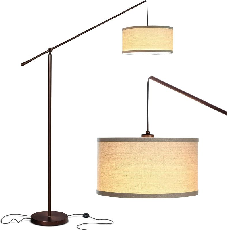 Photo 1 of Brightech Hudson 2 - LED Floor lamp, Tall Lamp With Sturdy Base, Contemporary Arc Lamp for Living Rooms & Offices, Great Living Room Décor, Mid Century Modern Lamp for Bedroom - Rubbed Bronze
