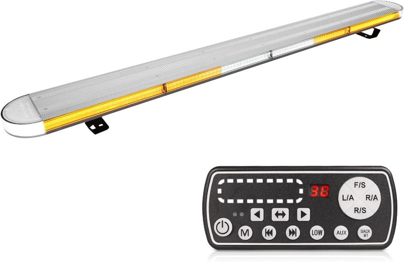 Photo 1 of ASPL 48" High-intensity LED Low Profile Roof Mount Emergency Warning Security Strobe Light Bar for Tow Truck Construction Vehicle /29 Flash Mode/Control Pannel/Take down Alley Lights -Amber
