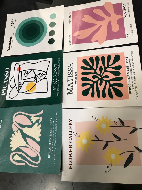 Photo 1 of Iknostine Famous Artist Wall Art Prints Set of 6 Matisse Abstract Green Aesthetic Canvas Poster Foral Flower Market Morris Gallery Wall Decor for Bedroom Living Room Bathroom (8"x10" UNFRAMED)
