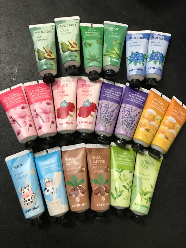 Photo 1 of 20 Pack Moisturizing Hand Cream Scents: Avocado, Aloe, Blueberry, Cherry Blossom, Green Tea, Honey, Lavender, Milk, Rose, & Shea Butter For Dry Hands New