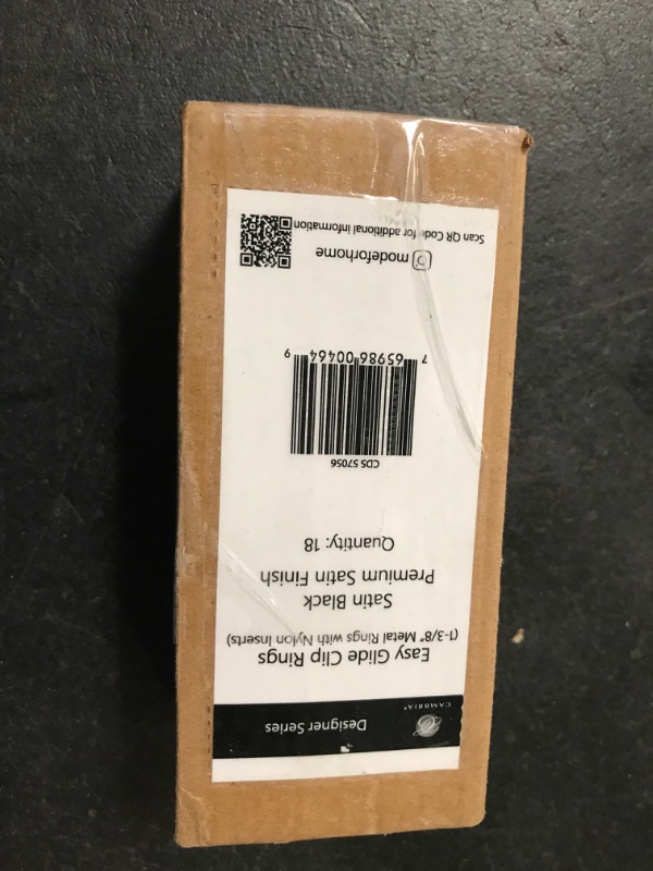 Photo 1 of MODE Cambria Designer Series - Premium Easy Glide 18 Count Curtain Rings - Metal with Smooth, Quiet Nylon Inserts with Clips - 1-3/8 inch Diameter (1-1/8 inch Inside Diameter) - Satin Black Finish