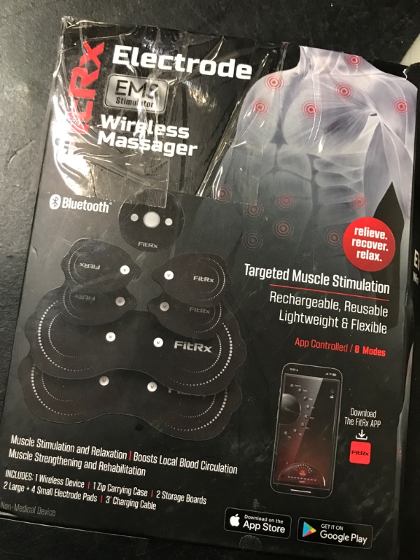 Photo 1 of Fitrx Electrode Wireless Therapy - Rechargeable Wireless Tens Massager Control with App