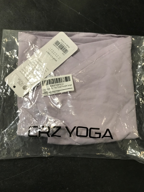 Photo 1 of Large CRZ YOGA Pima Cotton Womens Short Sleeve Shirt Loose Yoga T-Shirt Casual Tops Tinsel Purple 