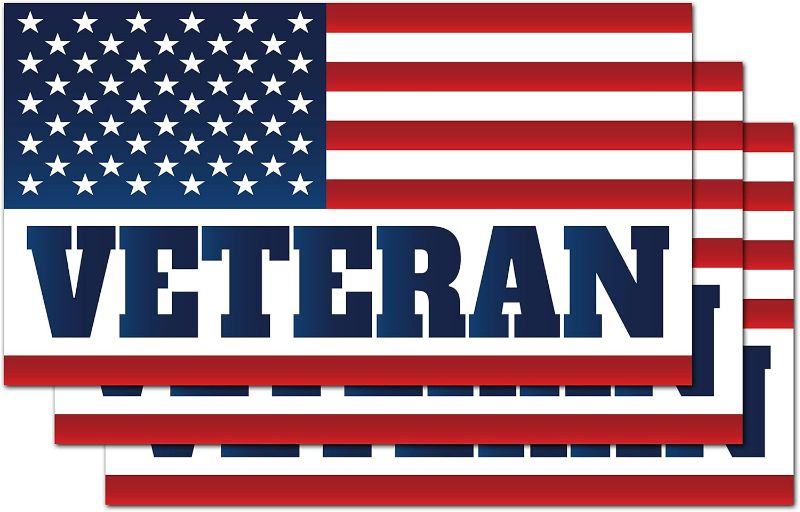Photo 1 of GEEKBEAR American Flag Veteran Flag Car Magnet 3 Pack Reflective Waterproof 7" x 4"
