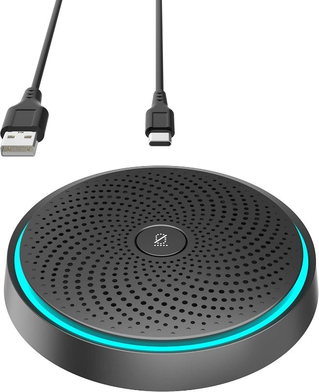 Photo 1 of WISE TIGER USB Conference Microphone for Gaming, Skype, Zoom - 360 Omnidirectional Condenser PC Mic with One-Key Mute, Plug & Play Laptop Desktop Microphone
