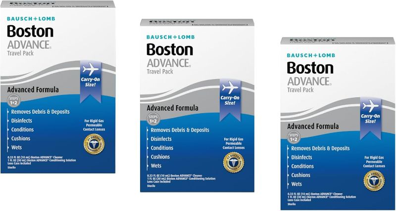 Photo 1 of 3 pack Boston ADVANCE Formula Contact Lens Solution Travel Pack Complete Contact Lens Cleaning and Care Kit for Rigid Gas Permeable Lenses from Bausch + Lomb