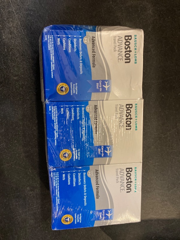 Photo 1 of 3 pack Boston ADVANCE Formula Contact Lens Solution Travel Pack Complete Contact Lens Cleaning and Care Kit for Rigid Gas Permeable Lenses from Bausch + Lomb