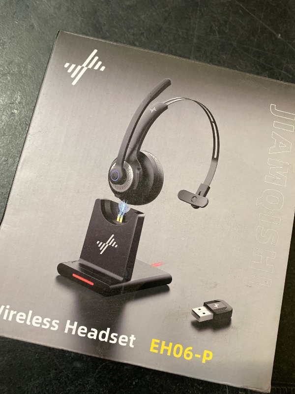 Photo 1 of Bluetooth Headset - Wireless Headset with Noise Cancelling Microphone, V5.2 Computer Headphones with USB Dongle, Charging Base & Mic Mute for Work/Call Center/PC/Laptop/Online Class/Zoom
