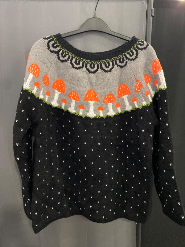 Photo 1 of Size Medium Fair Aisle Sweater Women Vintage Long Sleeve Boat Neck Retro Lightweight Pullover Top for Fall Winter Comfy Outfits