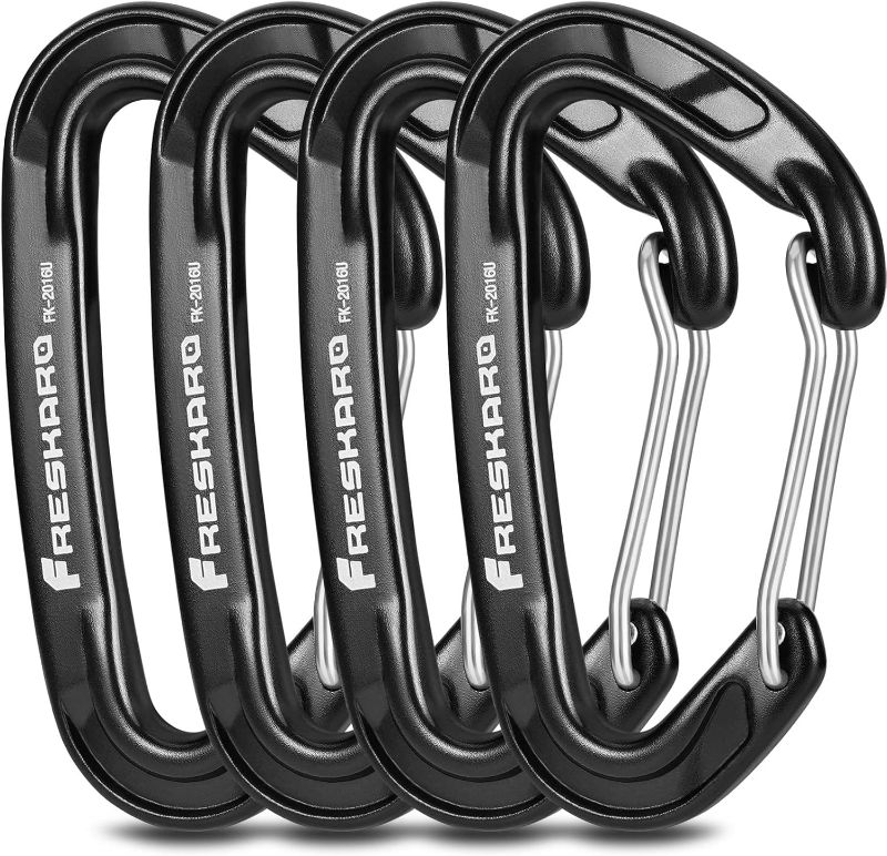 Photo 1 of FresKaro 15kN-3372lbs Heavy Duty Wiregate Carabiners, Reliable Time-Tested Stainless Steel Spring Gate, for Camping, Hiking, Hammocks, Backpacking, Dog Leash etc., 3.15inch
