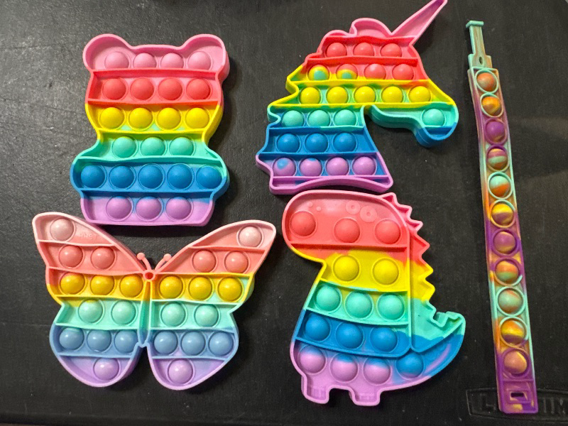 Photo 1 of 5 Piece Fidget Piece Set Butterfly , Bear , Dinosaur unicorn & Fidget Bracelet