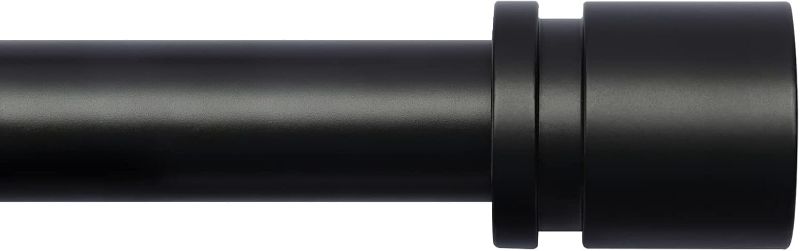 Photo 1 of Curtain Rods for Windows 16 to 48 or 60 Inches Max Adjustable Length 1 Inch Diameter Window Curtain Rod with Aluminium Finials, Black
