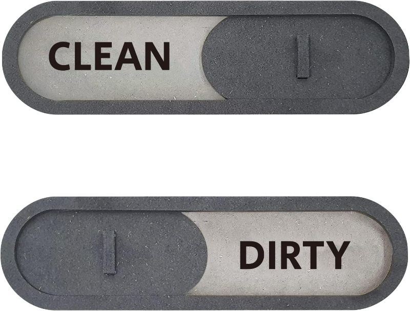 Photo 1 of GEEKBEAR Clean Dirty Dishwasher Slider Sign (Gray) - Made with Premium MDF Wood - Wood Slider Indicator with Bold Text