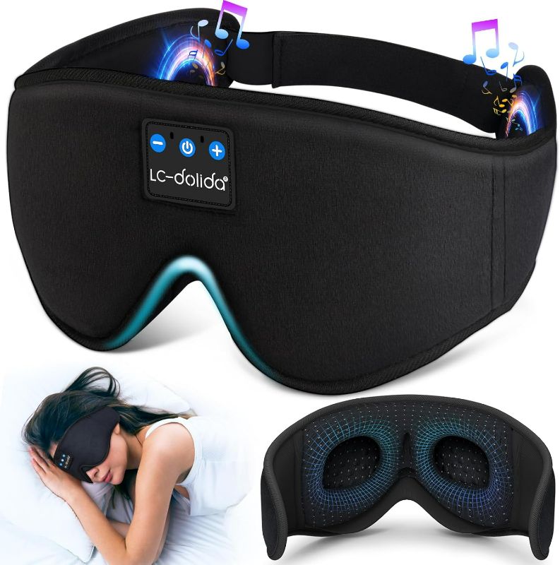 Photo 1 of LC-dolida Sleep Headphones, 3D Sleep Mask Bluetooth Wireless Music Eye Mask, Sleeping Headphones for Side Sleepers Sleep Mask with Bluetooth Headphones Ultra-Thin Stereo Speakers Perfect for Sleeping

