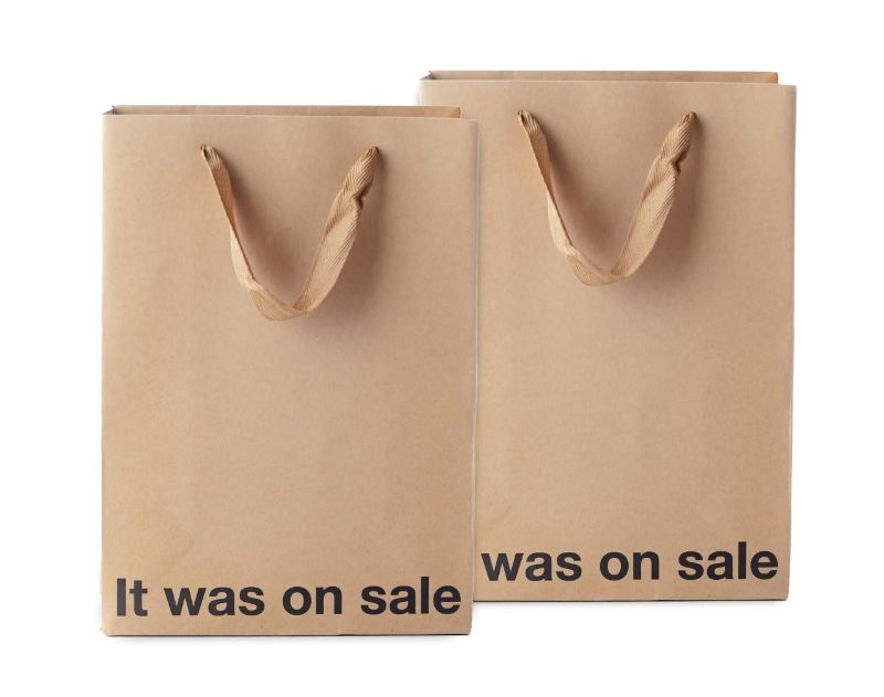 Photo 1 of MilkToast Brands It Was On S ale Funny Gift Bags - 4 Piece Set, Inappropriate Snarky Wrapping for Birthdays, Perfect for Friends, Coworkers, Office Parties, White Elephant, and Quirky Adult Humor